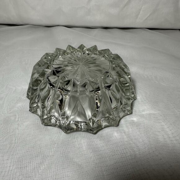 Vintage Heavy Round Cut Crystal Ashtray 5” Cigarette Cigar - Picture 3 of 4